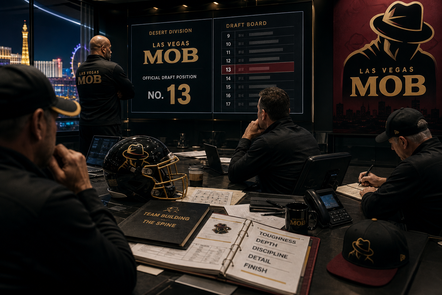 Las Vegas Mob pre-draft interview feature illustration — official CGL draft position No. 13