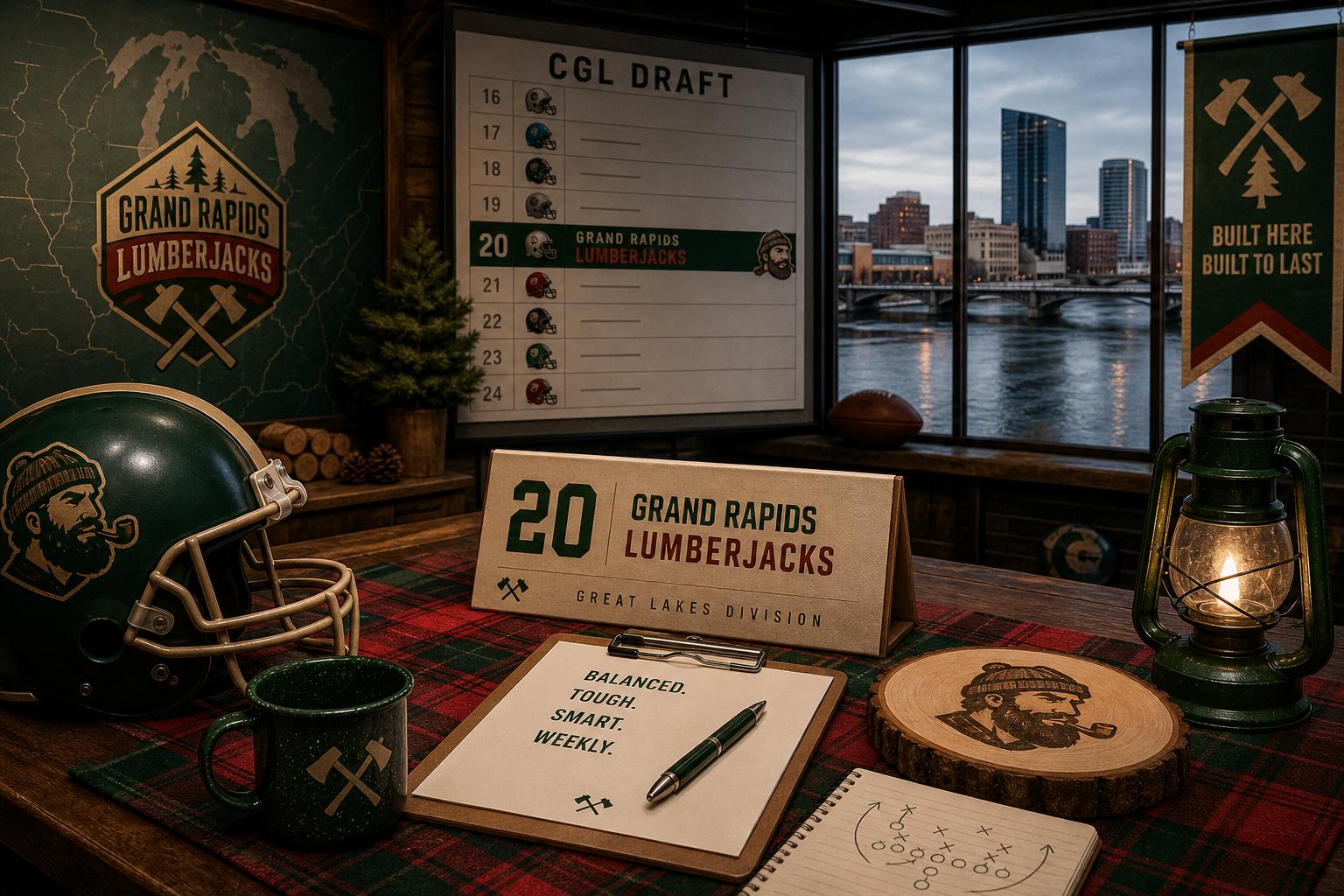 Grand Rapids Lumberjacks pre-draft interview feature illustration — official CGL draft position No. 20