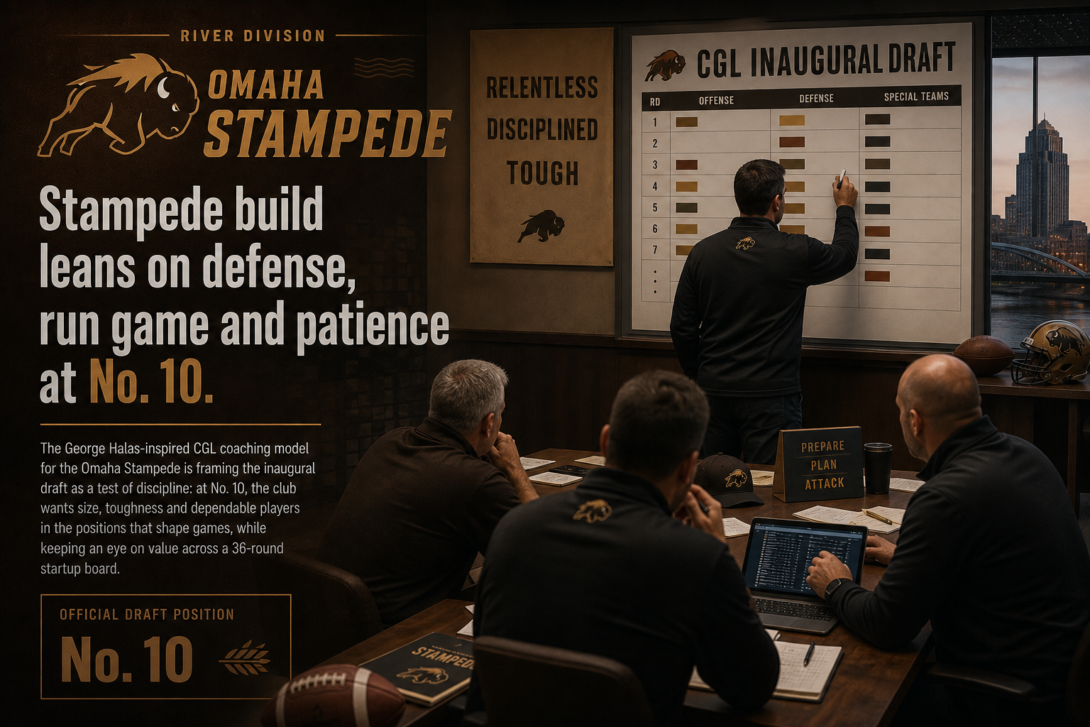 Omaha Stampede pre-draft interview feature illustration — official CGL draft position No. 10